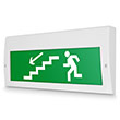 Световое табло «Направление к эвакуационному выходу по лестнице вниз (левосторонний)», Молния (220В РИП)